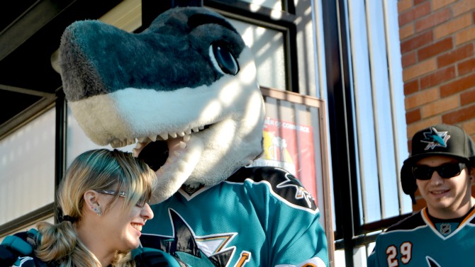 Sharks fans take VTA light rail to get to the game.